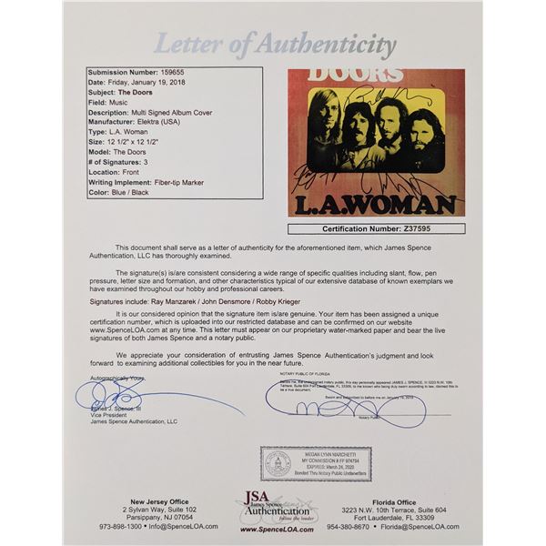 The Doors L.A. Woman Signed Album - JSA Authenticated