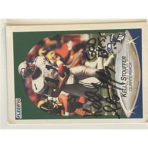 Seattle Seahawks Kelly Stouffer 1990 Fleer #273 signed trading card