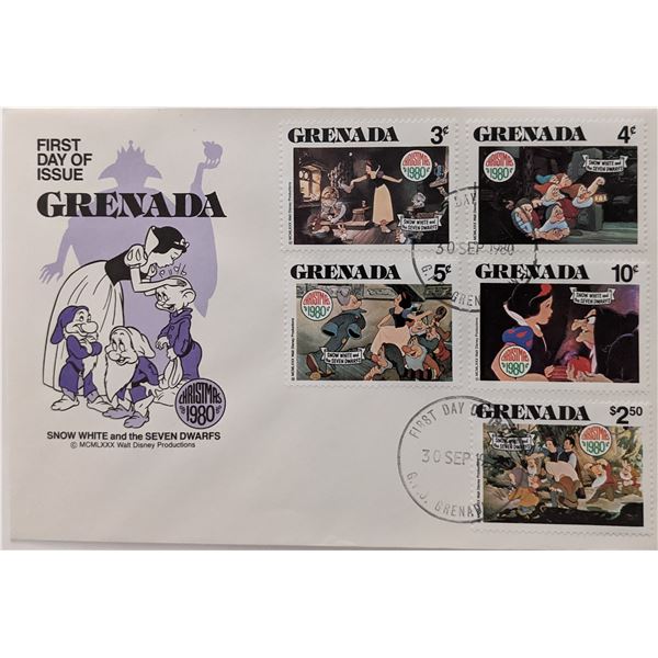 Grenada 1980 Christmas Snow White Commemorative First Day Cover