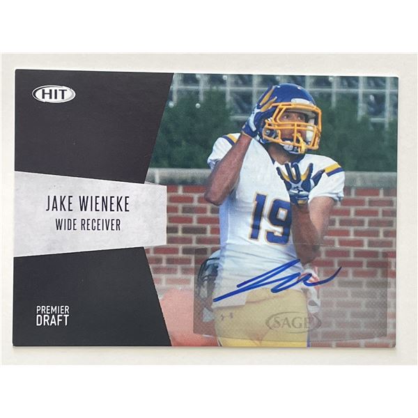 Jake Wieneke 2018 Sage Hit Premier Draft signed trading card
