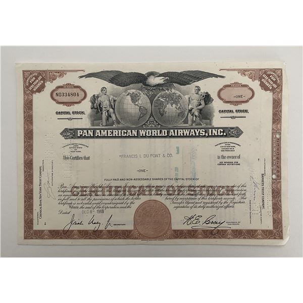 Pan American World Airways, INC One Share Certificate of Stock