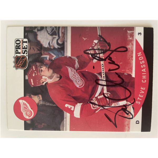 Detroit Red Wings Steve Chiasson 1990 Pro Set #69 signed trading card