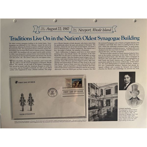 Touro Synagogue FDC. 10x13 inches