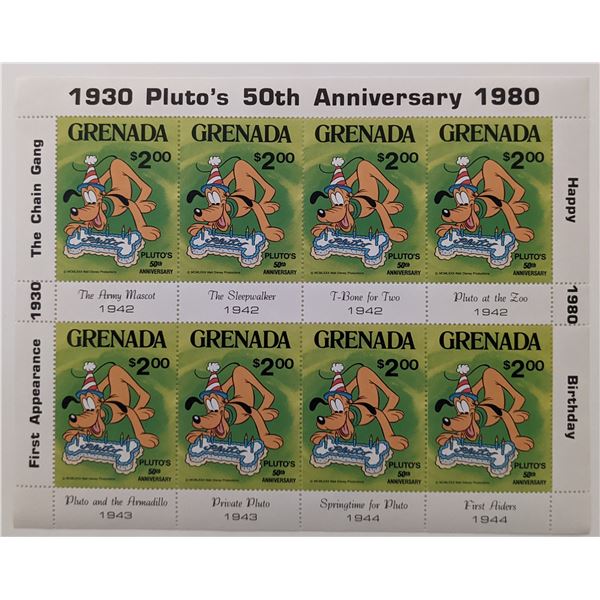 1980 Grenada  Pluto's 50th Anniversary Stamp Set
