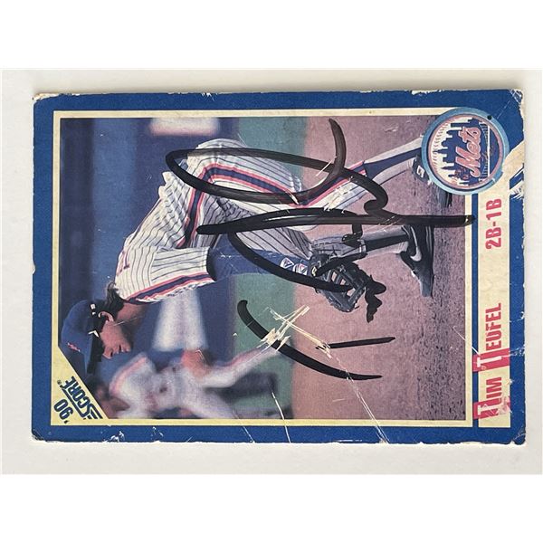 New York Mets Tim Teufel signed 1990 Score trading card