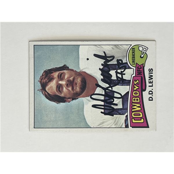 Dallas Cowboys D.D Lewis 1975 Topps #118 signed trading card