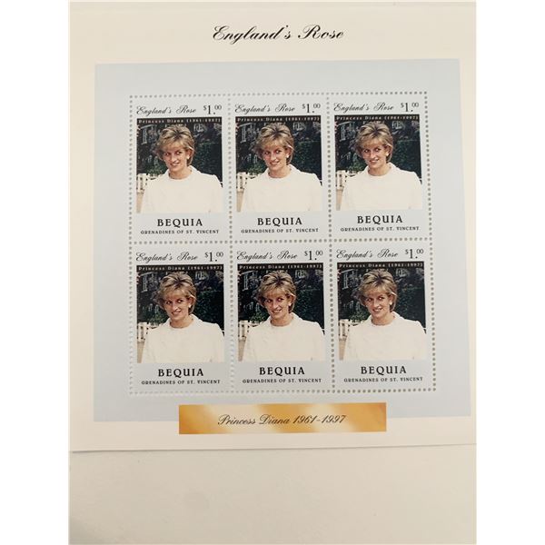 Bequia Princess Diana commemorative stamp set