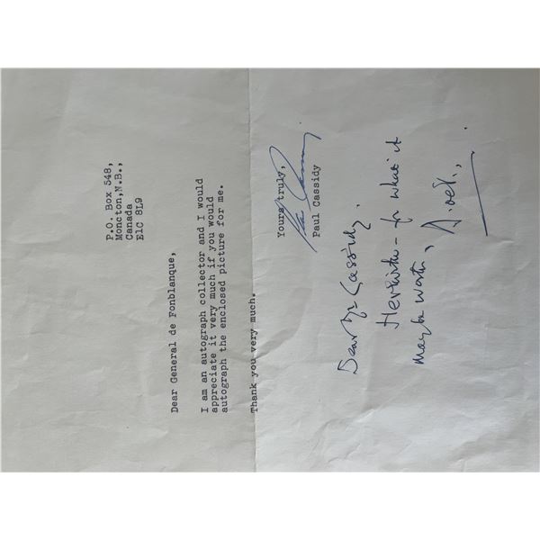 Paul Cassidy signed letter