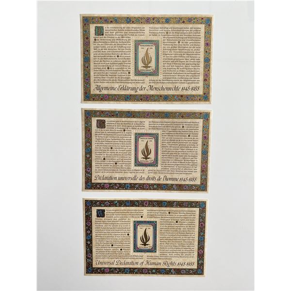 1988 United Nations set of 3 stamps