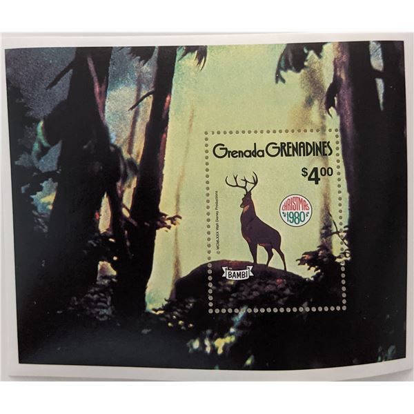 Grenada 1980 Bambi Souvenir Stamp Sheet
