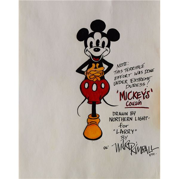 Mickey Mouses Cousin sketch signed by Ward Kimball