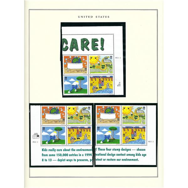 Earth Day stamps 3 plate blocks 12 x 32 cent stamps