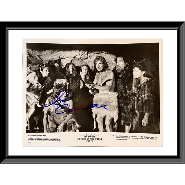 History of the World, Part I signed black and white movie still autographed by Sid Caesar. 8X10 Inch