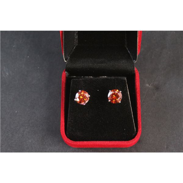 ^6.00 CT TW GRA Certified Round Brilliant Cut Moissanite Stones VVS Fancy Red Color Set in 4 Claw Ea