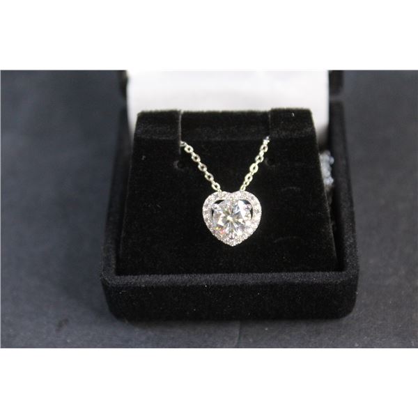 ^1.00 CT GRA Certified Round Brilliant Cut Moissanite Stone VVS D Color Set in Center of Heart Shape