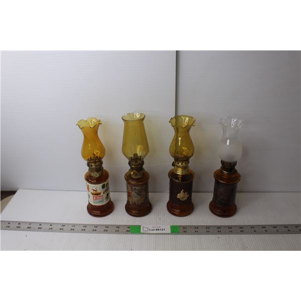 (4) Vintage Oil Lamps Up to 9.75" Tall