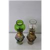 Image 3 : (6) Vintage Oil Lamps, Three Shades Up to 6" Tall, One with Oil