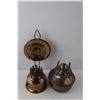 Image 2 : (4) Oil Lamps- Metal, Glass, Ceramic- Up to 10" Tall