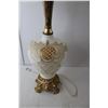 Image 2 : *Vintage White & Gold Colored Lamp, Powers On 37.5" Tall