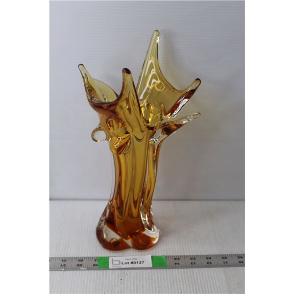 Glass Amber Vase 12.75" Tall