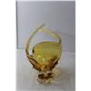 Image 3 : Basket Style Amber Glass Decor 15" Tall