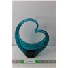 Image 1 : Heart Shaped Blue Glass Decor 9.75" Tall