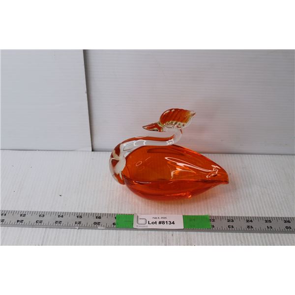 Orange Glass Swan Decor 5.75" Tall