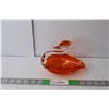 Image 1 : Orange Glass Swan Decor 5.75" Tall