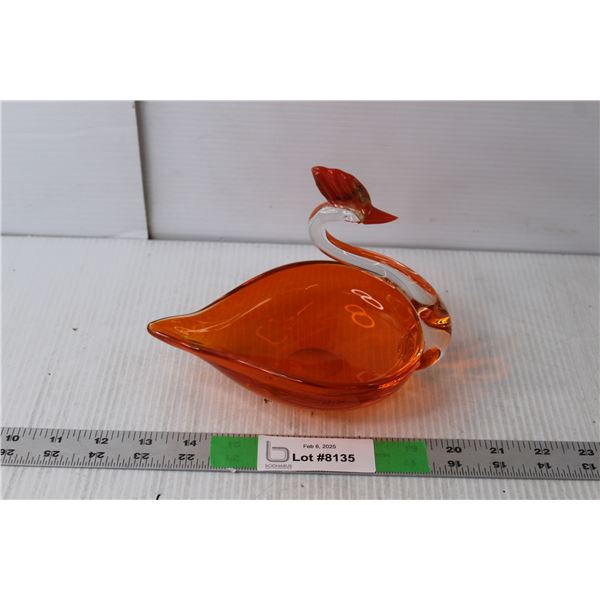 Orange Glass Swan Decor 5.75" Tall