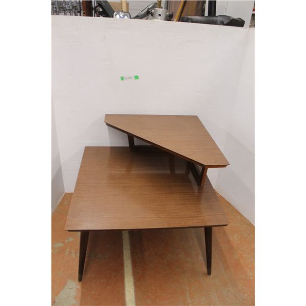*MCM Two Tiered Wood Corner Table 26" Tall x 30" Wide x 30" Long