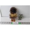 Image 1 : Glass Owl Figurine & Aboriginal Doll 7" Doll
