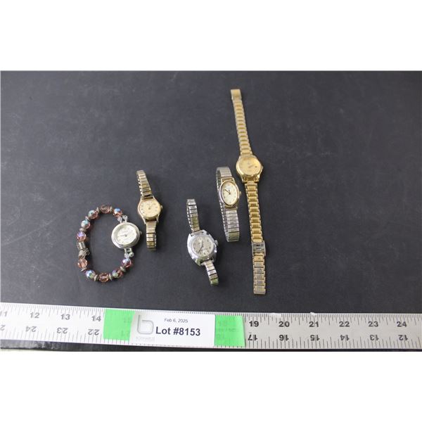 (5) Ladies Watches- Timex, Geneva, Lorus, Nordam- As Is