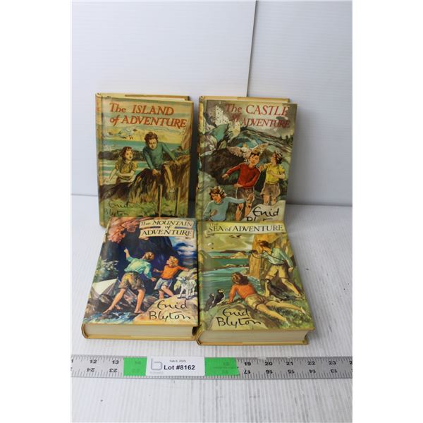 (4) Vintage Enid Blyton Novels- The Castle Adventure, The Island of Adventure, The Sea of Adventure,