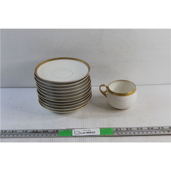 (11) Limoges Ceramic Saucers and (1) Tea Cup
