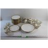 Image 1 : (10+) Limoges Ceramic Dish Set - 10'' Serving Platter, Dining Plates, Cream & Sugar and Tea Cups