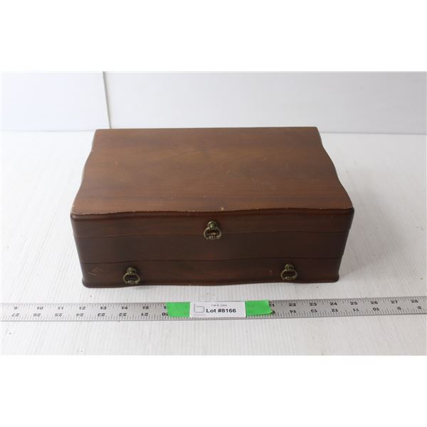 Wood Jewelry Box with Jewelry 13" Long x 8.25" Wide x 4.5" Tall