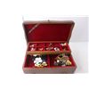 Image 2 : Wood Jewelry Box with Jewelry 13" Long x 8.25" Wide x 4.5" Tall