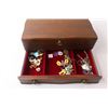 Image 3 : Wood Jewelry Box with Jewelry 13" Long x 8.25" Wide x 4.5" Tall