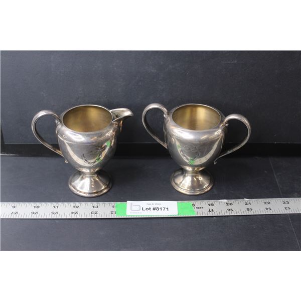 Vintage Plated Sugar Dish & Creamer 4.75" Tall
