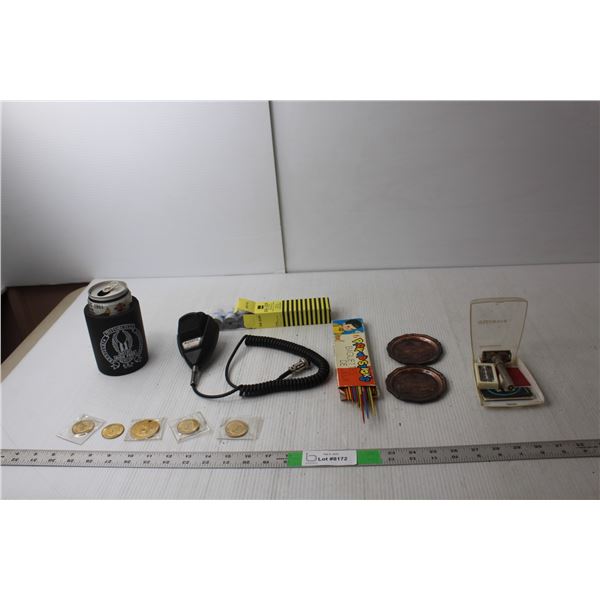 Astatic Radio Microphone, Vintage Razor and Pickup Sticks Game, Prince Albert Centennial & Saskatche