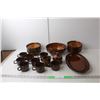 Image 1 : Goebel West German Brown Ceramic Dishware Set- (8) Bowls, Serving Bowl, Tray, (8) Mugs, Creamer, Sug
