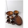 Image 2 : Goebel West German Brown Ceramic Dishware Set- (8) Bowls, Serving Bowl, Tray, (8) Mugs, Creamer, Sug