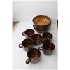 Image 3 : Goebel West German Brown Ceramic Dishware Set- (8) Bowls, Serving Bowl, Tray, (8) Mugs, Creamer, Sug