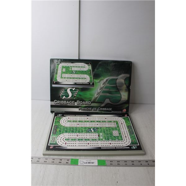 Saskatchewan Roughriders Cribbage Board has Pegs, As Is