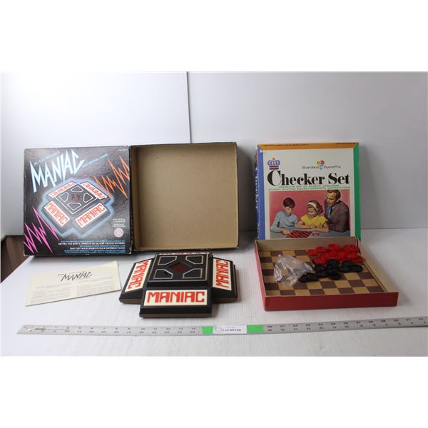 (2) Vintage Games- Checkers & Maniac (Needs Batteries)