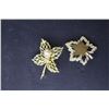 Image 2 : (2) Gold Colored Brooches, Necklace, Bracelet and Clip on Earrings Set- As Is and Boxes