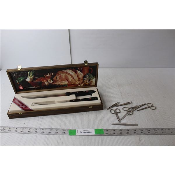 Zwilling J.A. Henckels Carving Set with Storage Box, Scissors, Nail Files, Tweezers