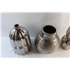 Image 4 : (3) Ceramic Silver Vases