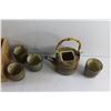 Image 3 : Ceramic Tea Pot - Missing Lid and (4) Tea Cups Set and Wooden Crate