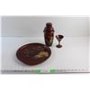 Image 1 : Japanese Pattern Serving Platter, Cocktail Shaker, and Glass